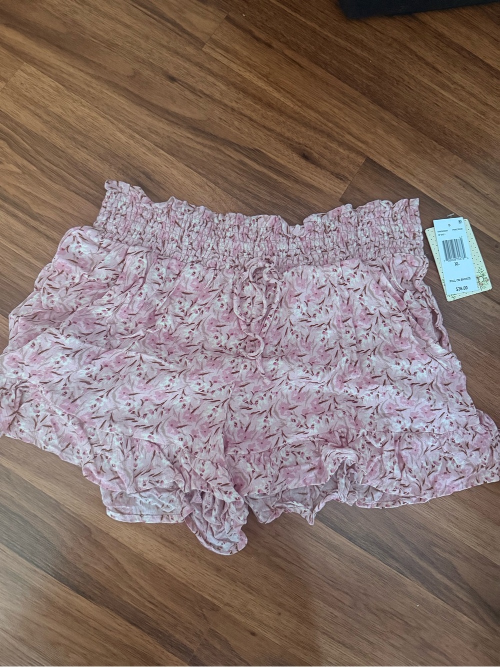BeBop Pink Floral Smocked Waist High-Rise Shorts
